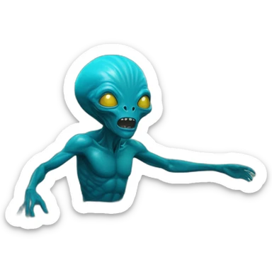 Un alien nage dans la mer et à la peau bleue sticker