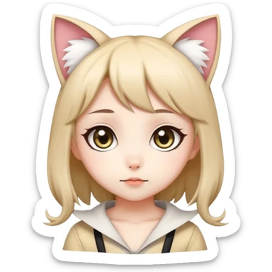 cute chibi anime catgirl with big eyes, cat ears and tail sticker