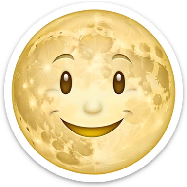 A full moon with a happy smiling face sticker