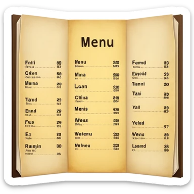Paper menu from Chinese restaurant sticker