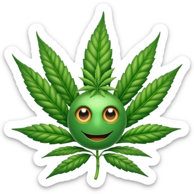 crea una planta de marihuana con ojos sticker