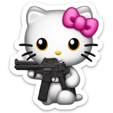 hello kitty with a gun sticker