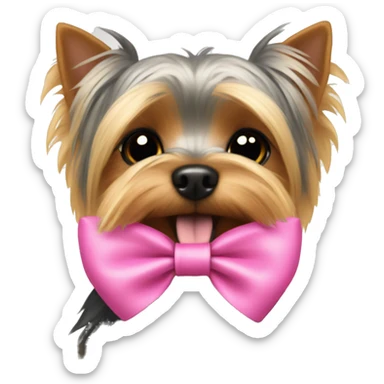 Yorkie terrier with a pink bow sticker