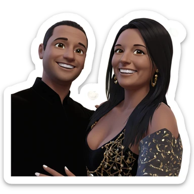 smiling couple with jewelry sticker