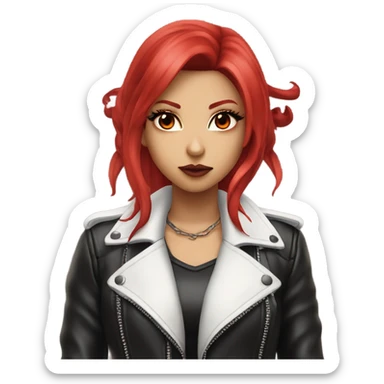 devil hime gyaru girl, red hair, leather jacket sticker