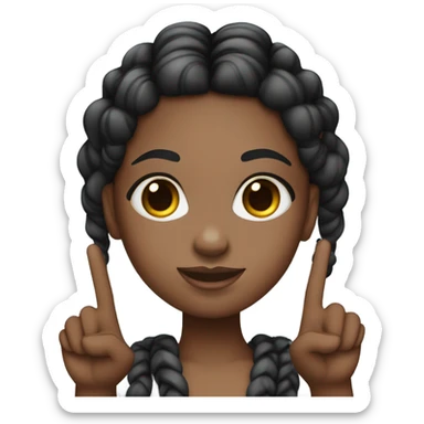 a black girl with black braids and pink highlights at the front is holding up a peace sign. sticker