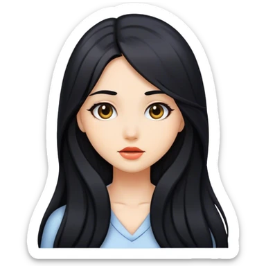 Beautiful girl with long and black hair  sticker