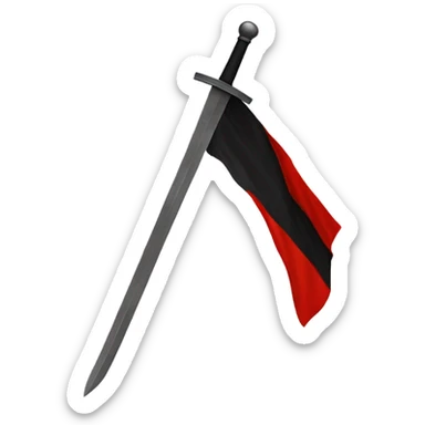 Red flag with black diagonal line with a sword in the middle  sticker