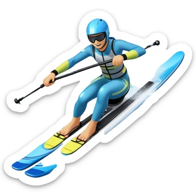 An icon featuring a close-up collage of water skis, splashing water across the surface. The design highlights the motion of the skis cutting through the water. Transparent background emphasizes the thrill of water skiing. sticker