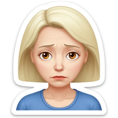 Middle aged woman with very sad expression  sticker