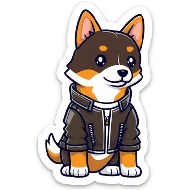 cool dog wearing leather jacket sticker