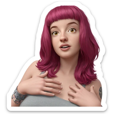 realistic portrait of pink-haired girl sticker