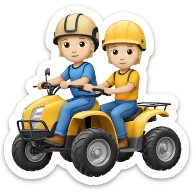 Please make 2 separate young boys both blonde riding separate four wheelers sticker
