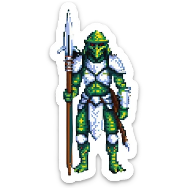 reptilian humanoid troglodyte warrior with spear from Heroes of Might and Magic 3 sticker
