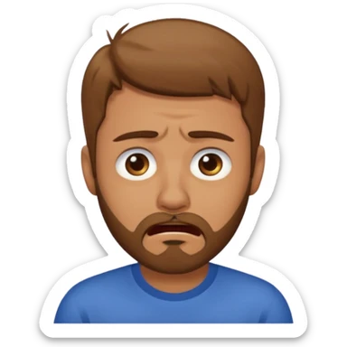 A man with light brown hair and a short brown beard making a wah cry face sticker