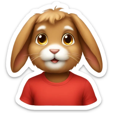 Cute feminine Fluffy brown rabbit wearing red tshirt  sticker