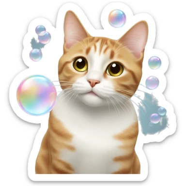 cat soap bubbles sticker