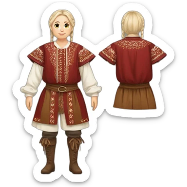 latvian folk costume full body sticker