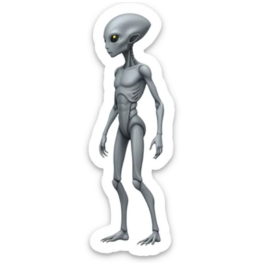 fullbody humanoid gray alien direct sideview sticker