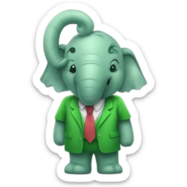 green comic elefant mascot human sticker