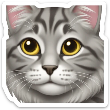 gray a little bit long hair tabby cat sticker