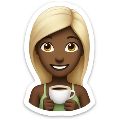Girl with coffee smiling sticker
