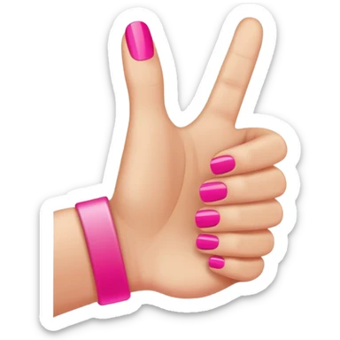 Thumbs up with hot pink thumb nail sticker