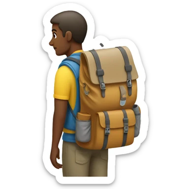 Traveler wearing big backpack sticker