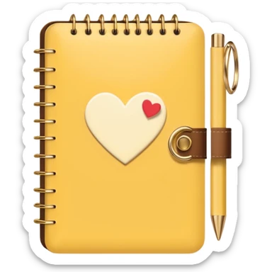 cute agenda , butter yellow/gold/brown themed with maybe a little heart on it. its paper in it and rings at the top of it where the paper is on sticker