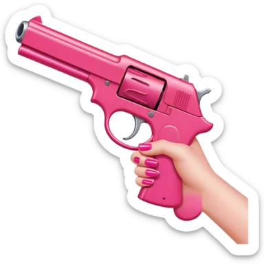 pink gun with a hand with long nails holding it sticker