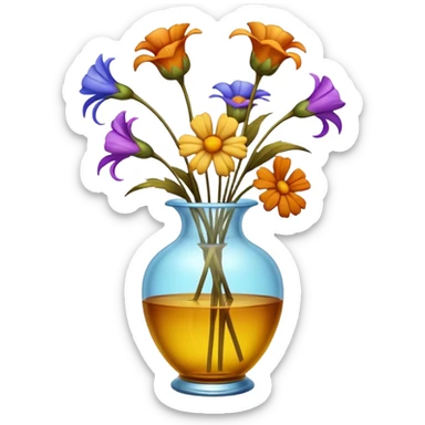 dead wilted flowers hanging in a vase sticker