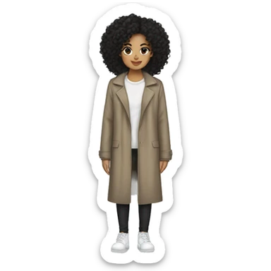 Lightskin girl with black curly hair and a trashcoat on sticker