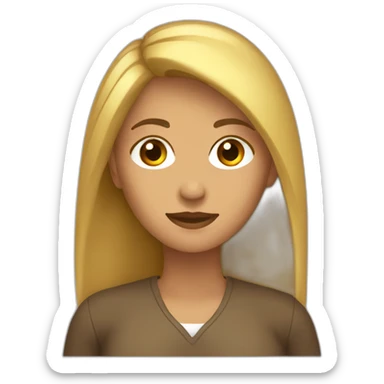 mujer con pelo largo castaño lacio sticker