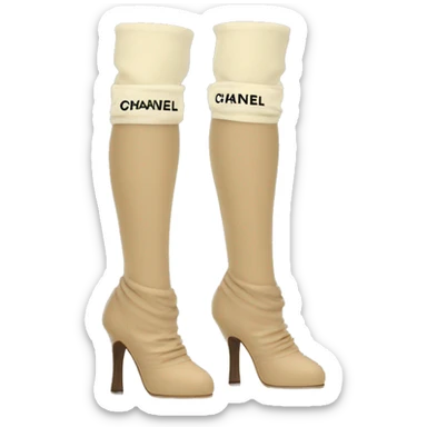 Chanel logo leg warmers beige sticker