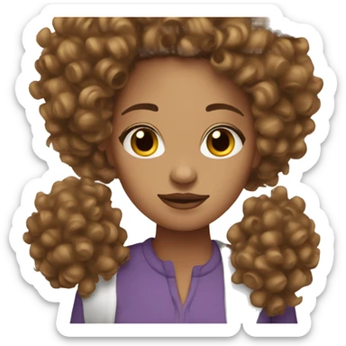 Light skin women with brown curly hair sticker