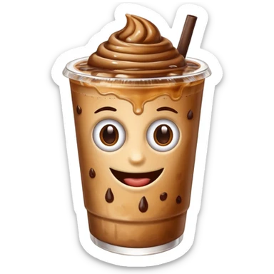 Iced coffee with eyes singing sticker