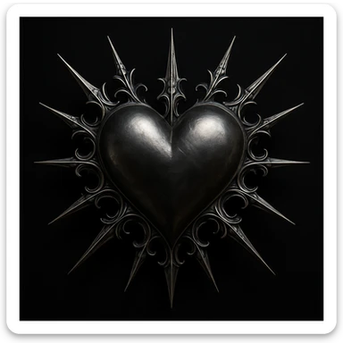 gothic heart with silver spikes sticker