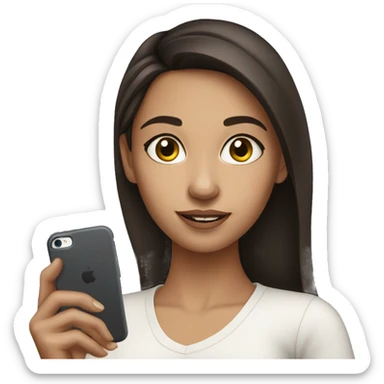 beautiful brunette girl holding an iPhone sticker