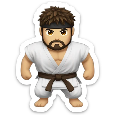 ryu street fighter blue eyes with beard sticker
