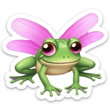 frog with pink wings sticker