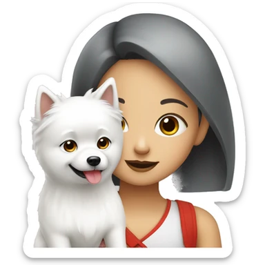 white spitz with asian girl sticker