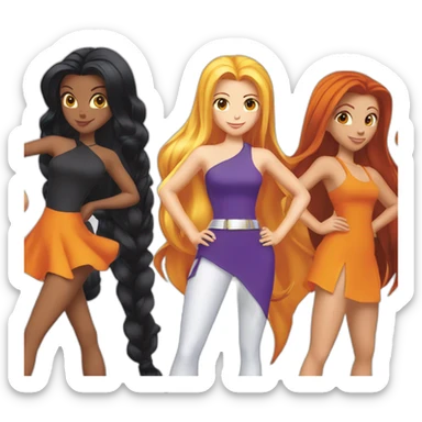 totally spies 3 girls with blond-hair black-hair orange-hair sticker