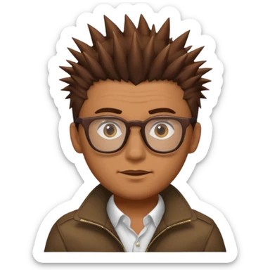 man brown spiked hair and brown glasses sticker