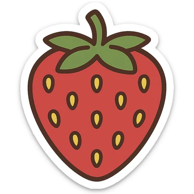 flat toon style strawberry sticker