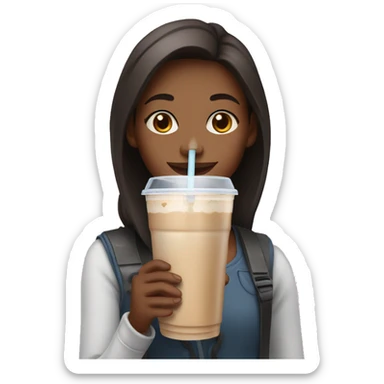 Girl drinking iced latte sticker