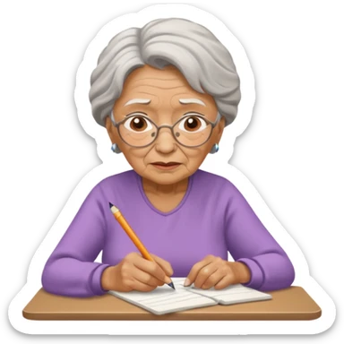 An elderly woman sketching. art board sticker