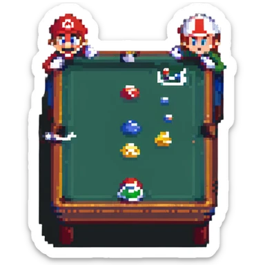 Super Mario shooting pool sticker