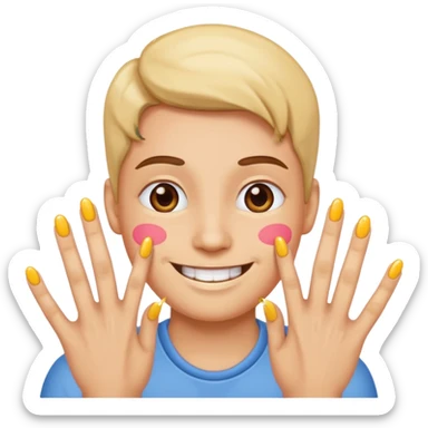 A simwly emoji with nails pookie symbol  sticker