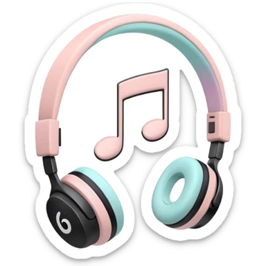 Minimalist headphones with a floating eighth note, soft lines, pastel background, symbolizing music as relaxation. sticker