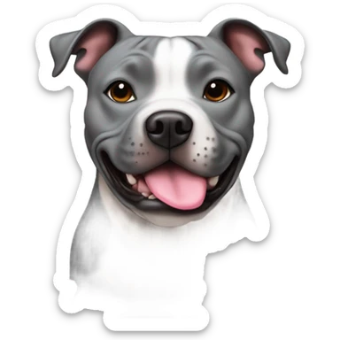 Grey staffy with hearts sticker